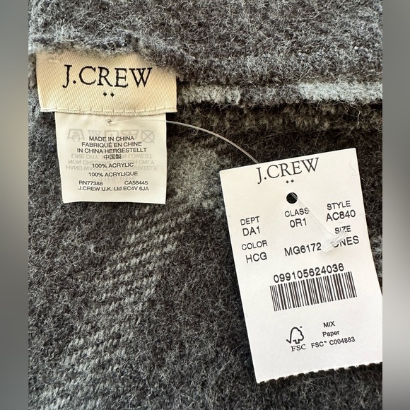 NWT, J. Crew, women’s One Size, plaid wool cape wrap with arm holes. - Picture 5 of 5